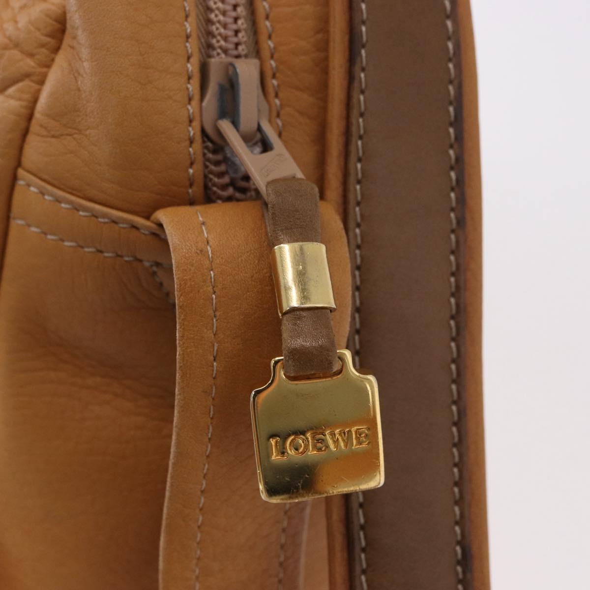 LOEWE Shoulder Bag Leather Beige Gold Auth 189838A