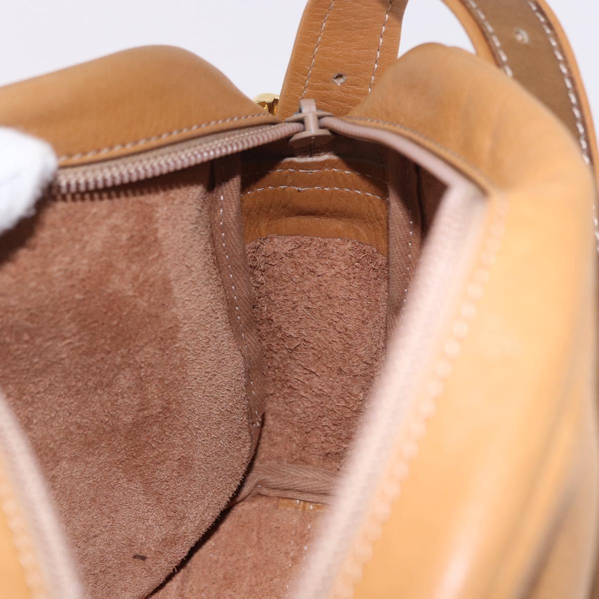 LOEWE Shoulder Bag Leather Beige Gold Auth 189838A