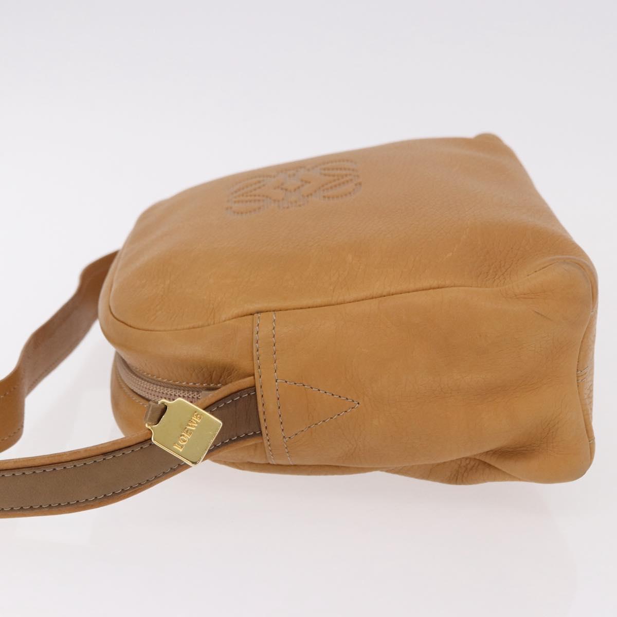 LOEWE Shoulder Bag Leather Beige Gold Auth 189838A
