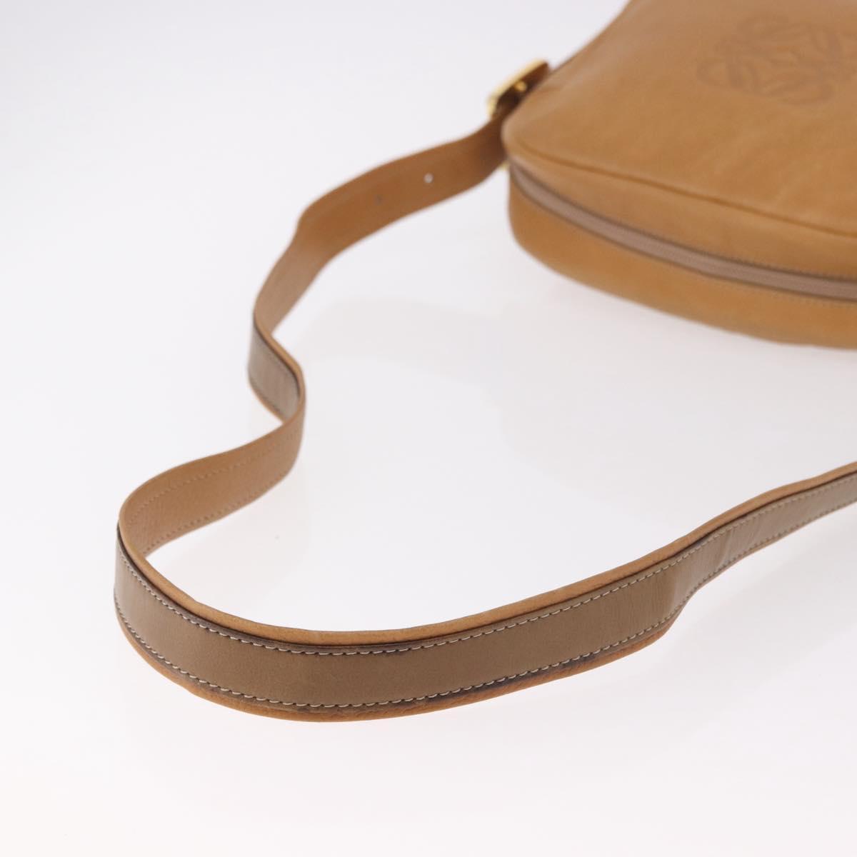 LOEWE Shoulder Bag Leather Beige Gold Auth 189838A