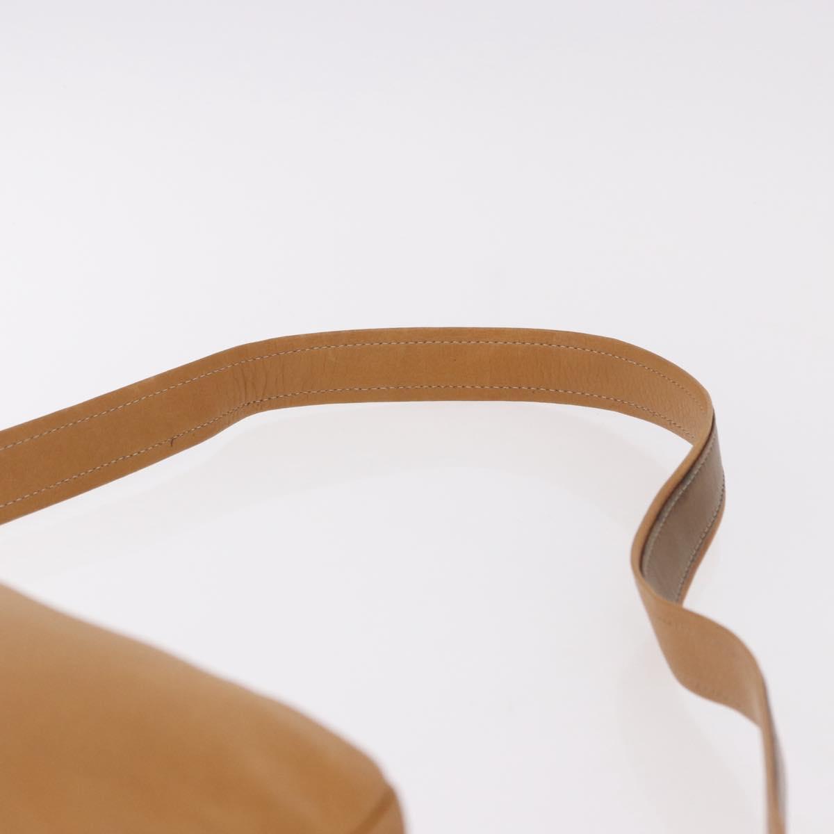 LOEWE Shoulder Bag Leather Beige Gold Auth 189838A