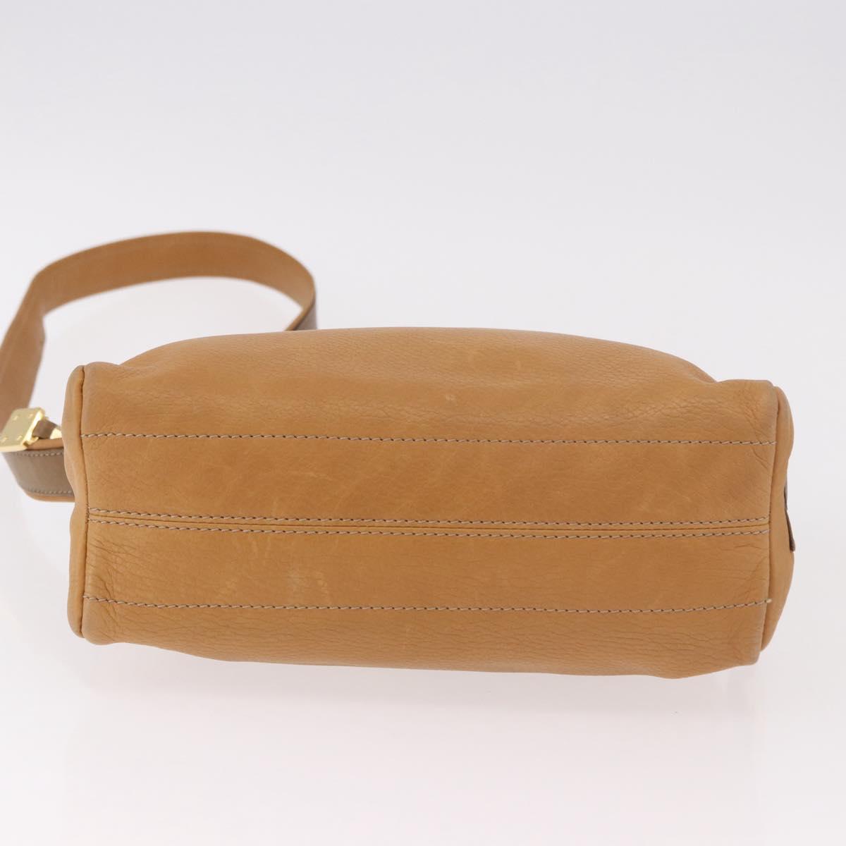 LOEWE Shoulder Bag Leather Beige Gold Auth 189838A