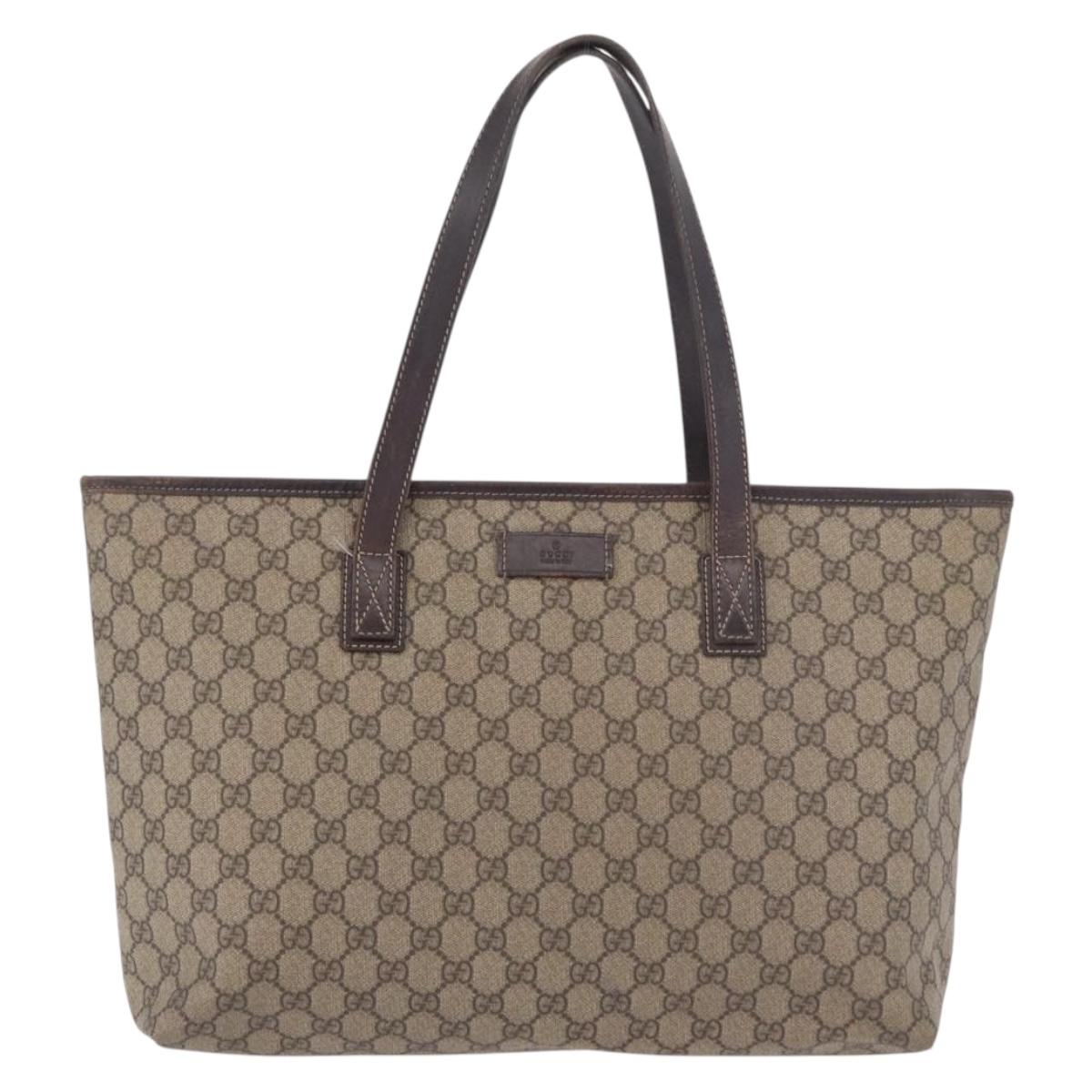 GUCCI GG Supreme Tote Bag PVC Beige 211137 Auth 189843