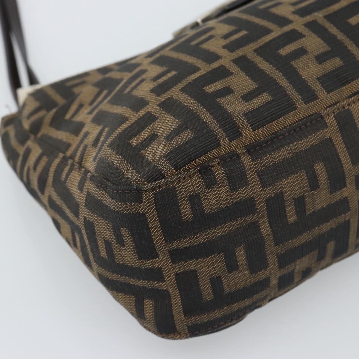 FENDI Zucca Canvas Mamma Baguette Tote Bag Black Brown Auth 189846A