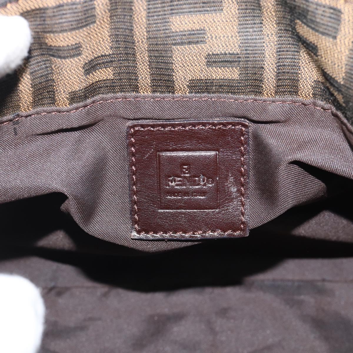 FENDI Zucca Canvas Mamma Baguette Tote Bag Black Brown Auth 189846A