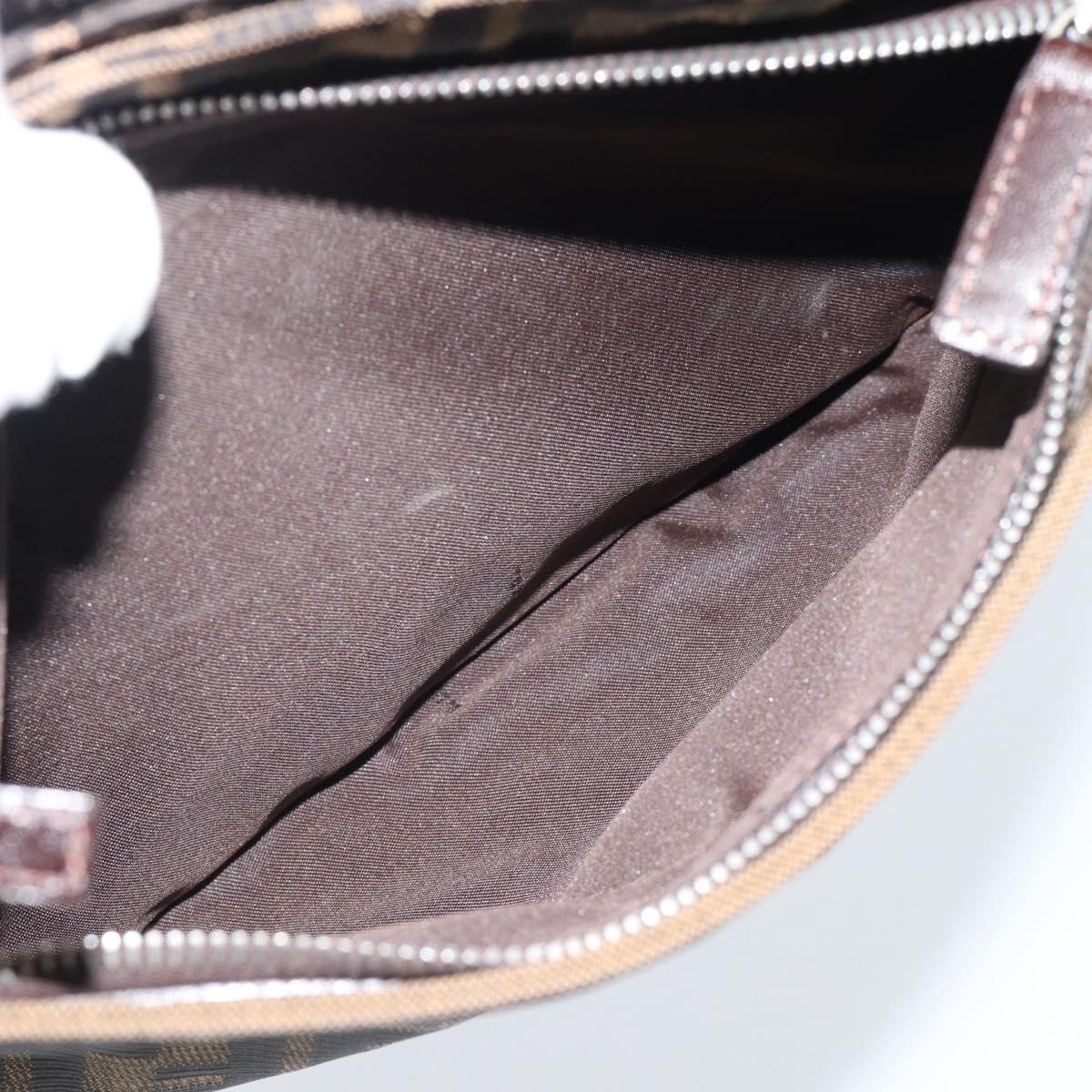 FENDI Zucca Canvas Mamma Baguette Tote Bag Black Brown Auth 189846A