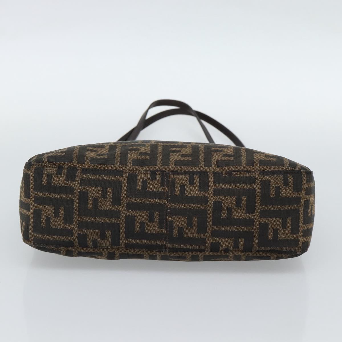 FENDI Zucca Canvas Mamma Baguette Tote Bag Black Brown Auth 189846A