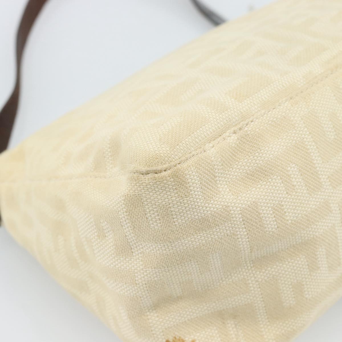 FENDI Zucca Canvas Mamma Baguette Tote Bag Beige Silver Auth 189847A