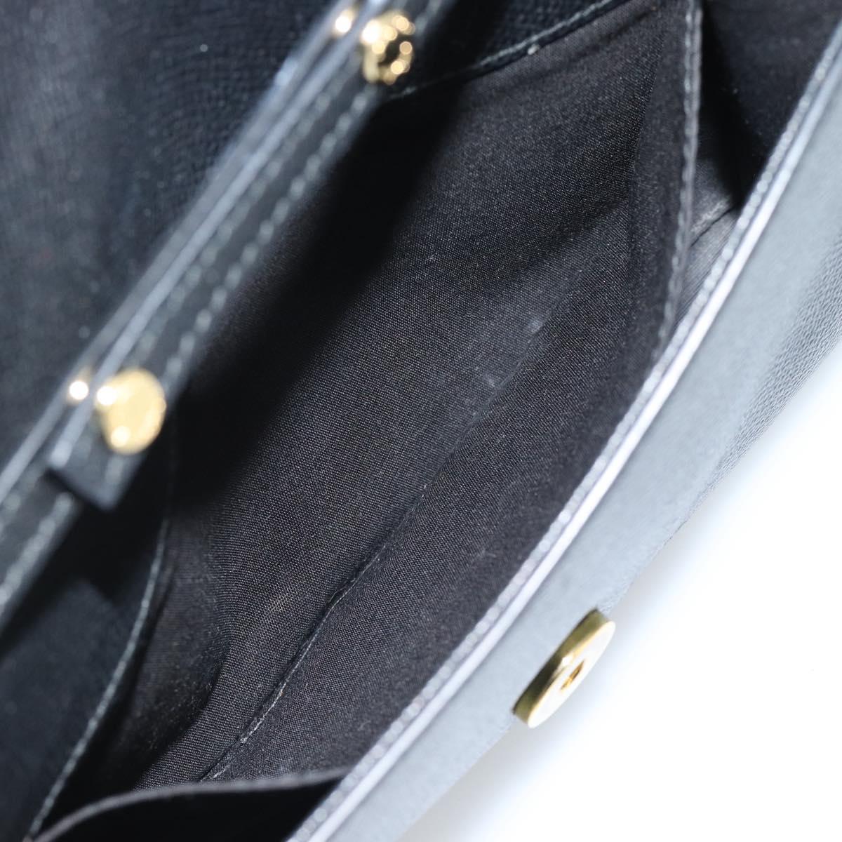 Salvatore Ferragamo Vala Chain Shoulder Bag Leather Black Gold Auth 189851A