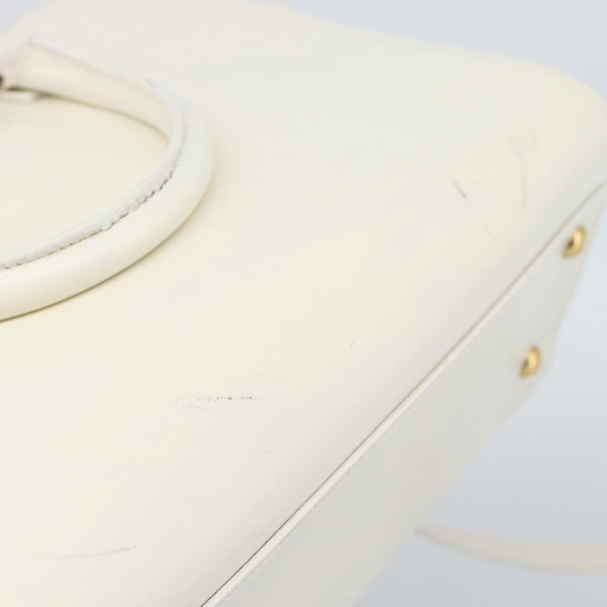 SAINT LAURENT Baby Kabas Hand Bag Leather 2way White Gold Auth 189853