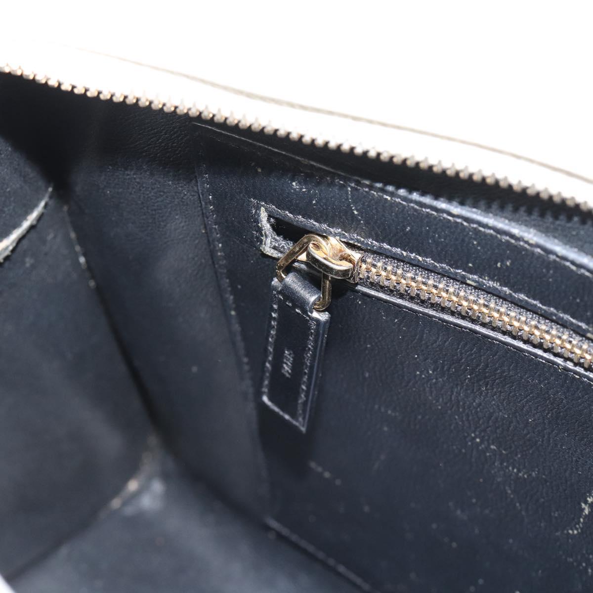 SAINT LAURENT Baby Kabas Hand Bag Leather 2way White Gold Auth 189853
