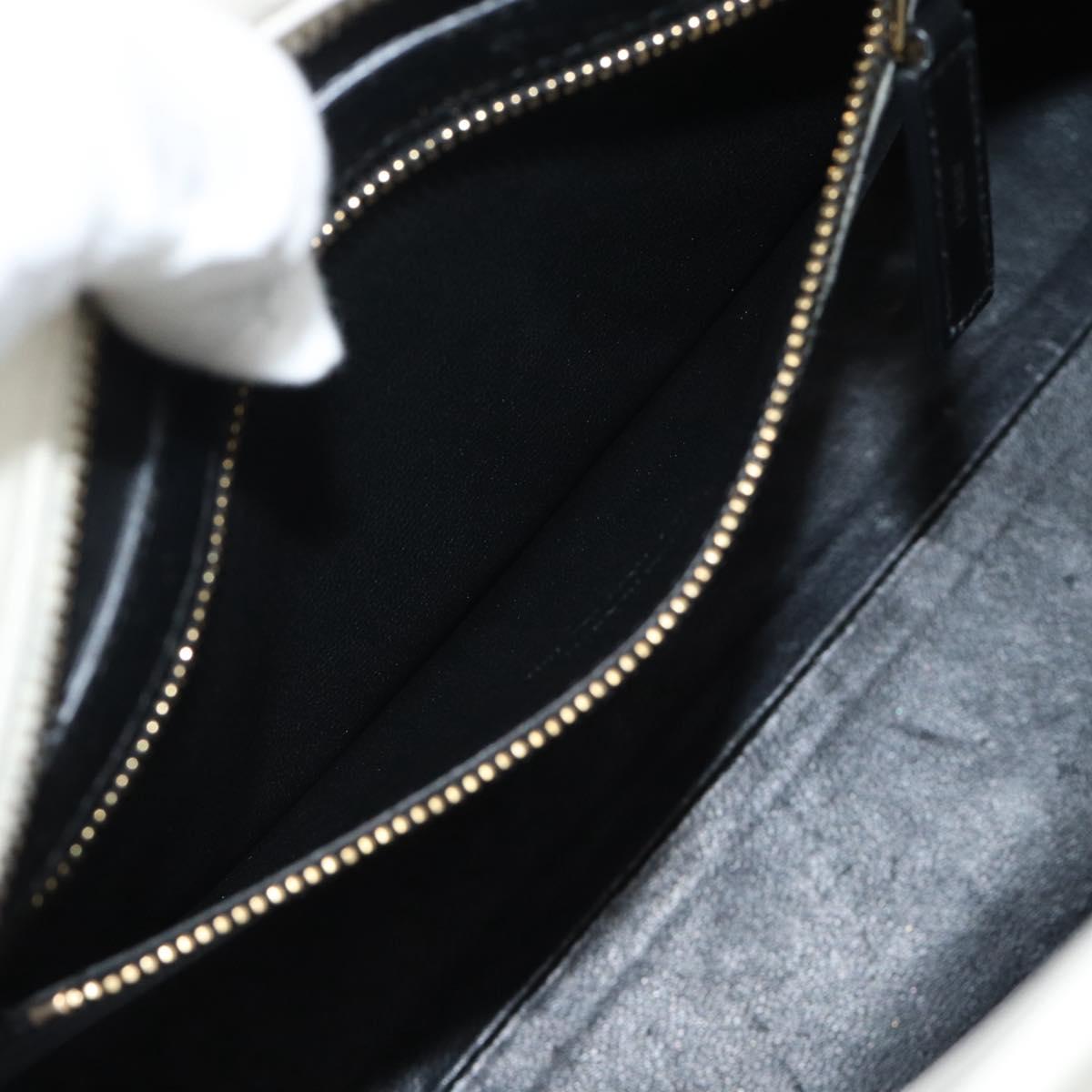 SAINT LAURENT Baby Kabas Hand Bag Leather 2way White Gold Auth 189853