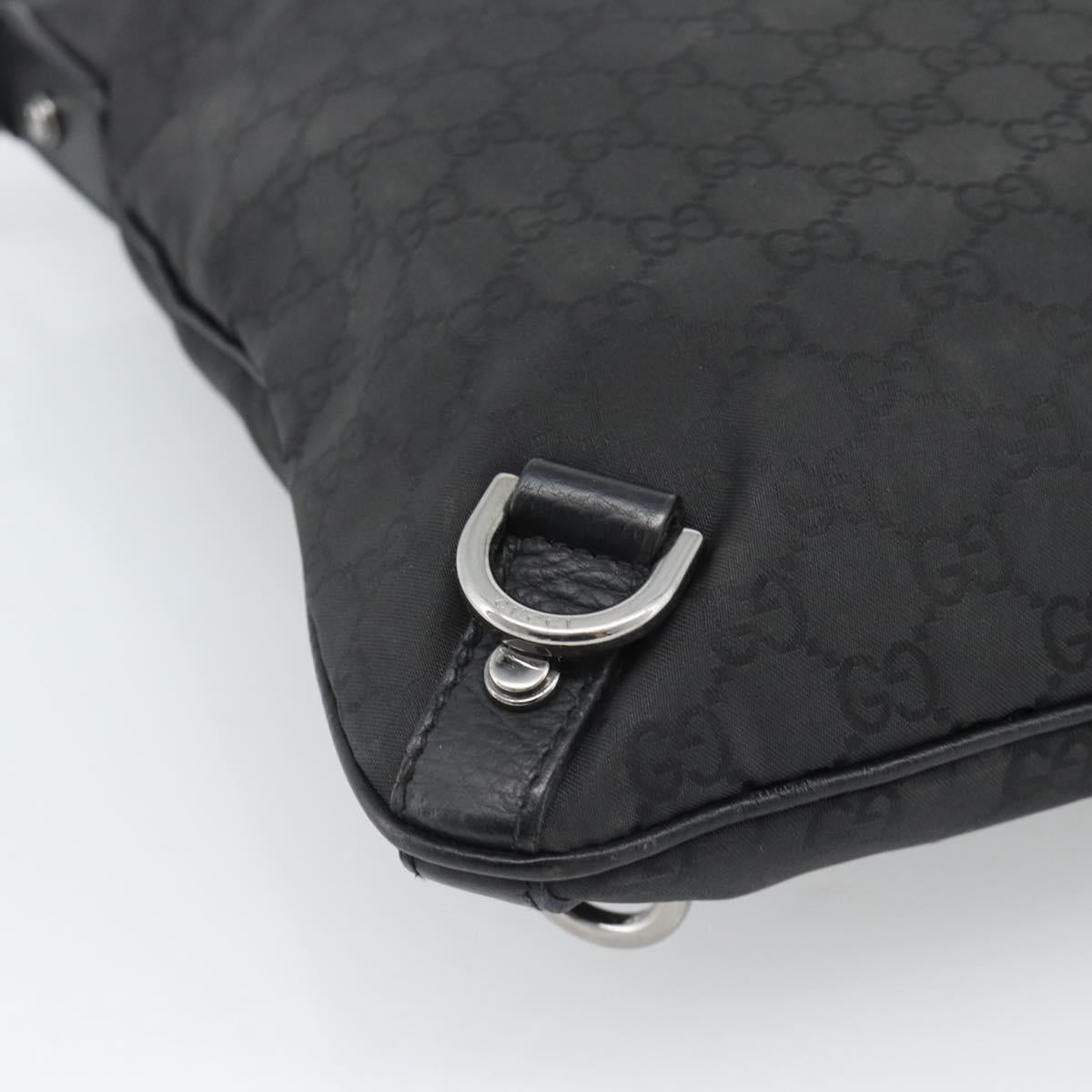GUCCI GG Canvas Shoulder Bag Nylon Black Silver 268642 Auth 189865A