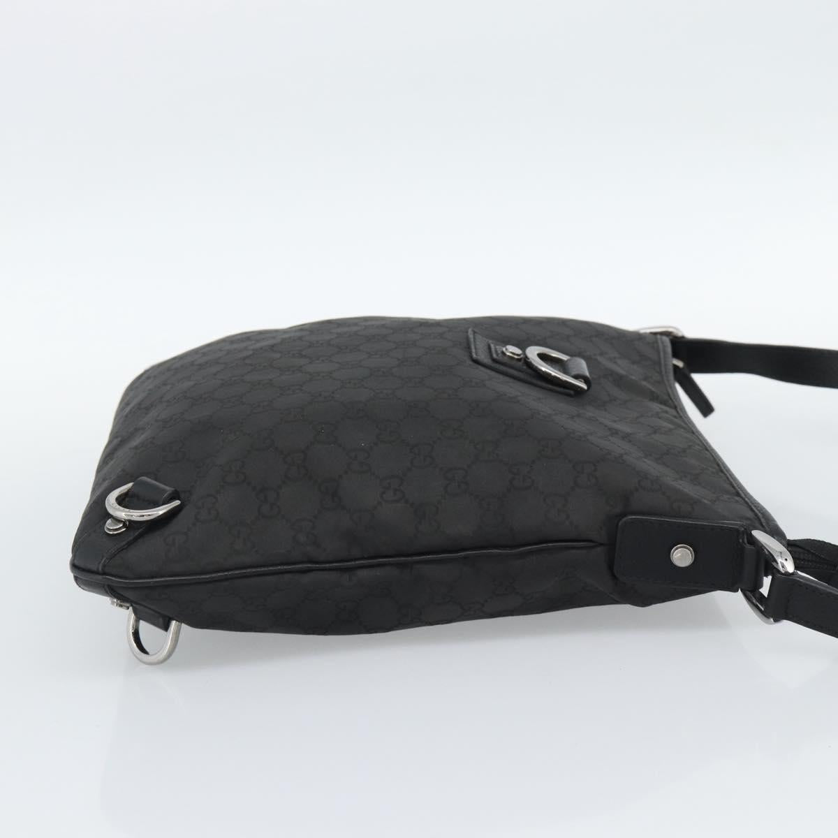 GUCCI GG Canvas Shoulder Bag Nylon Black Silver 268642 Auth 189865A