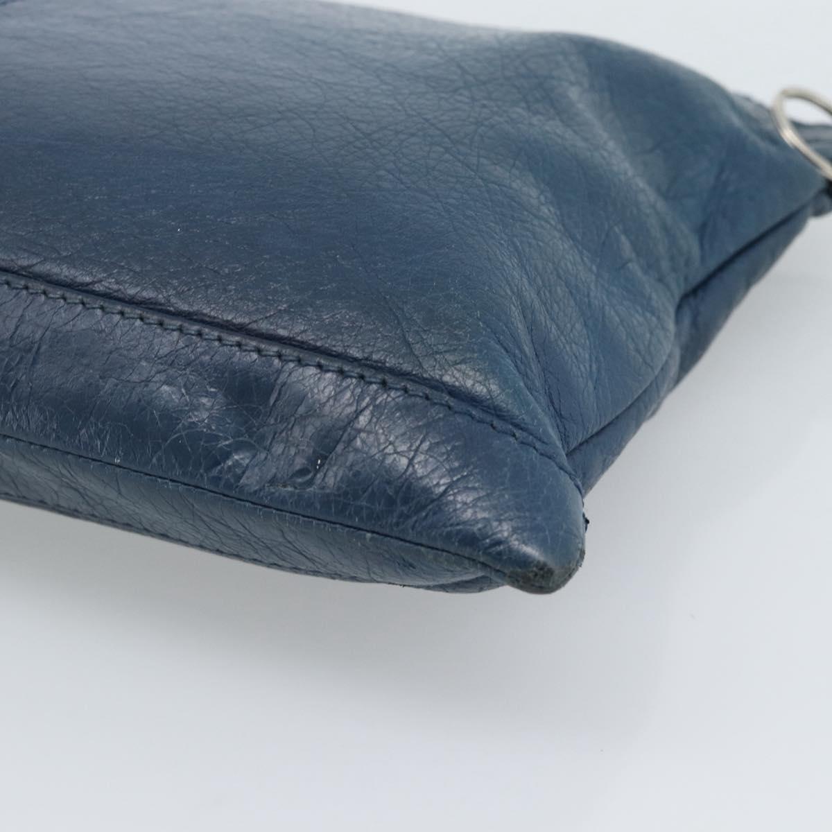 BALENCIAGA Clutch Bag Leather Navy 273023 Auth 189869A