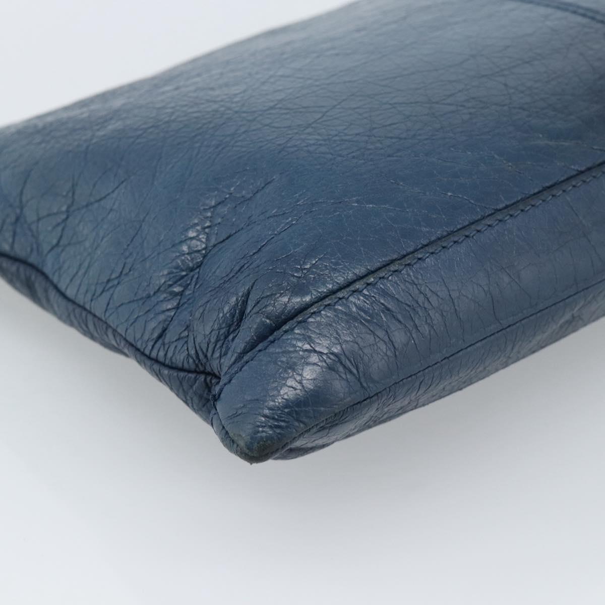 BALENCIAGA Clutch Bag Leather Navy 273023 Auth 189869A