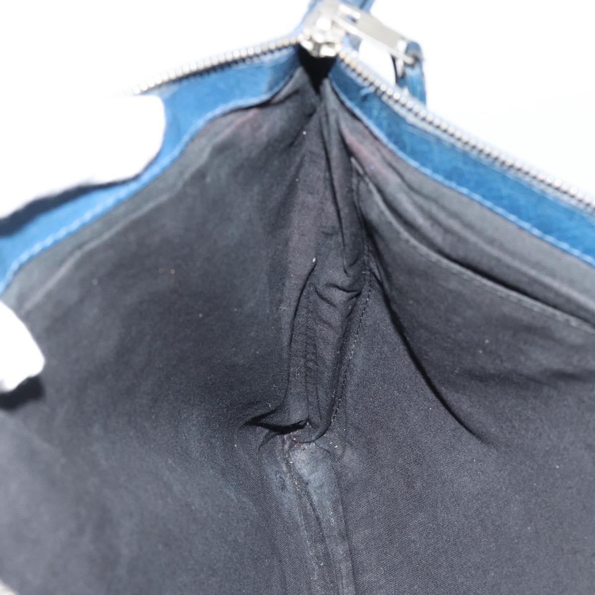 BALENCIAGA Clutch Bag Leather Navy 273023 Auth 189869A