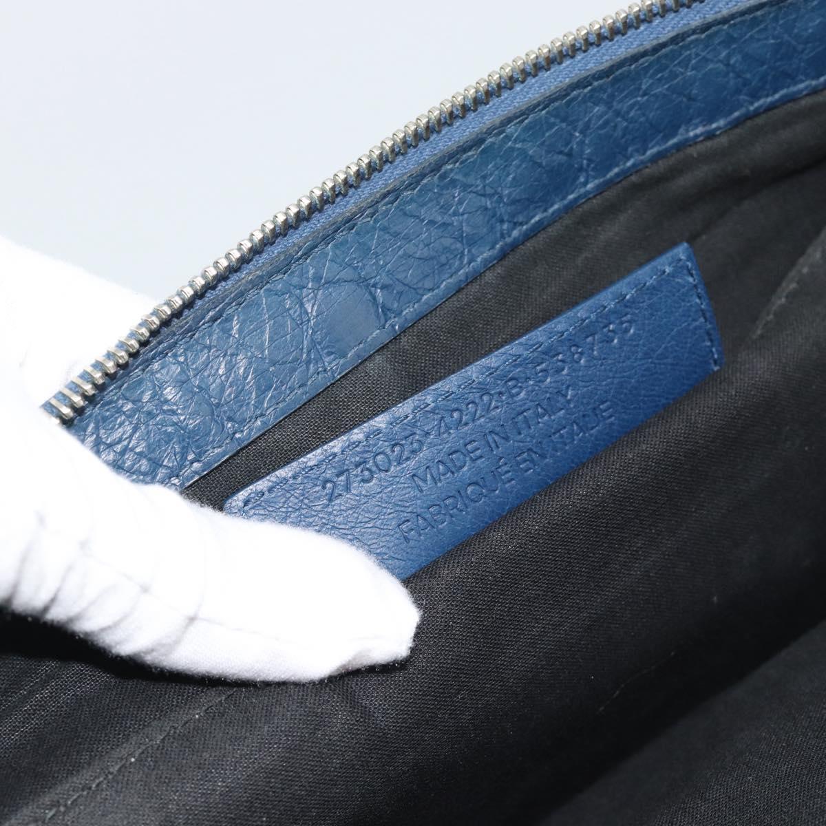 BALENCIAGA Clutch Bag Leather Navy 273023 Auth 189869A
