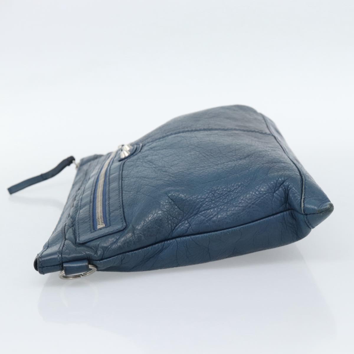 BALENCIAGA Clutch Bag Leather Navy 273023 Auth 189869A