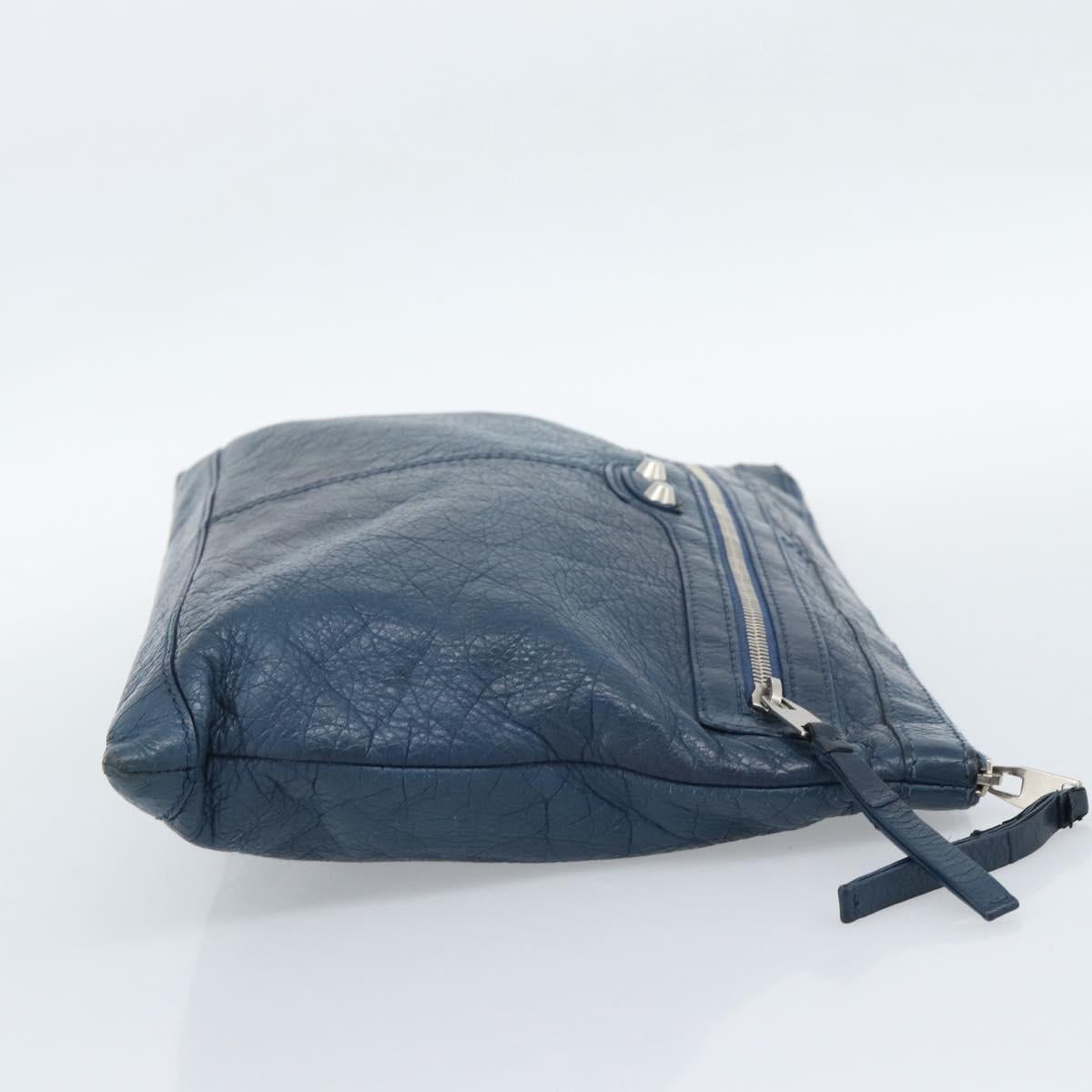 BALENCIAGA Clutch Bag Leather Navy 273023 Auth 189869A