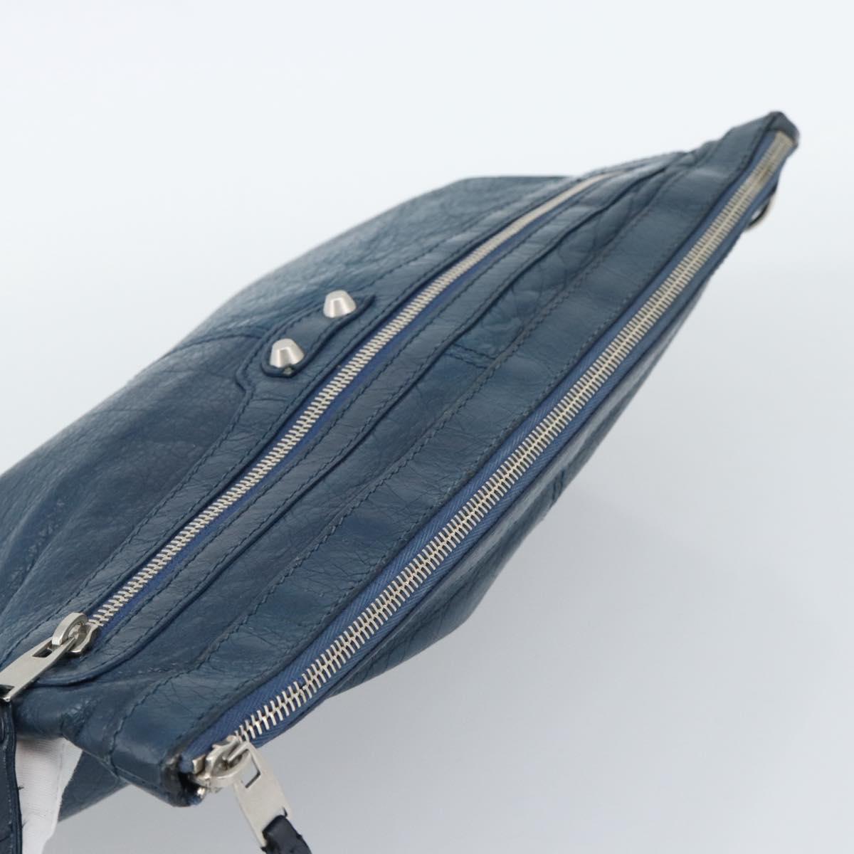 BALENCIAGA Clutch Bag Leather Navy 273023 Auth 189869A