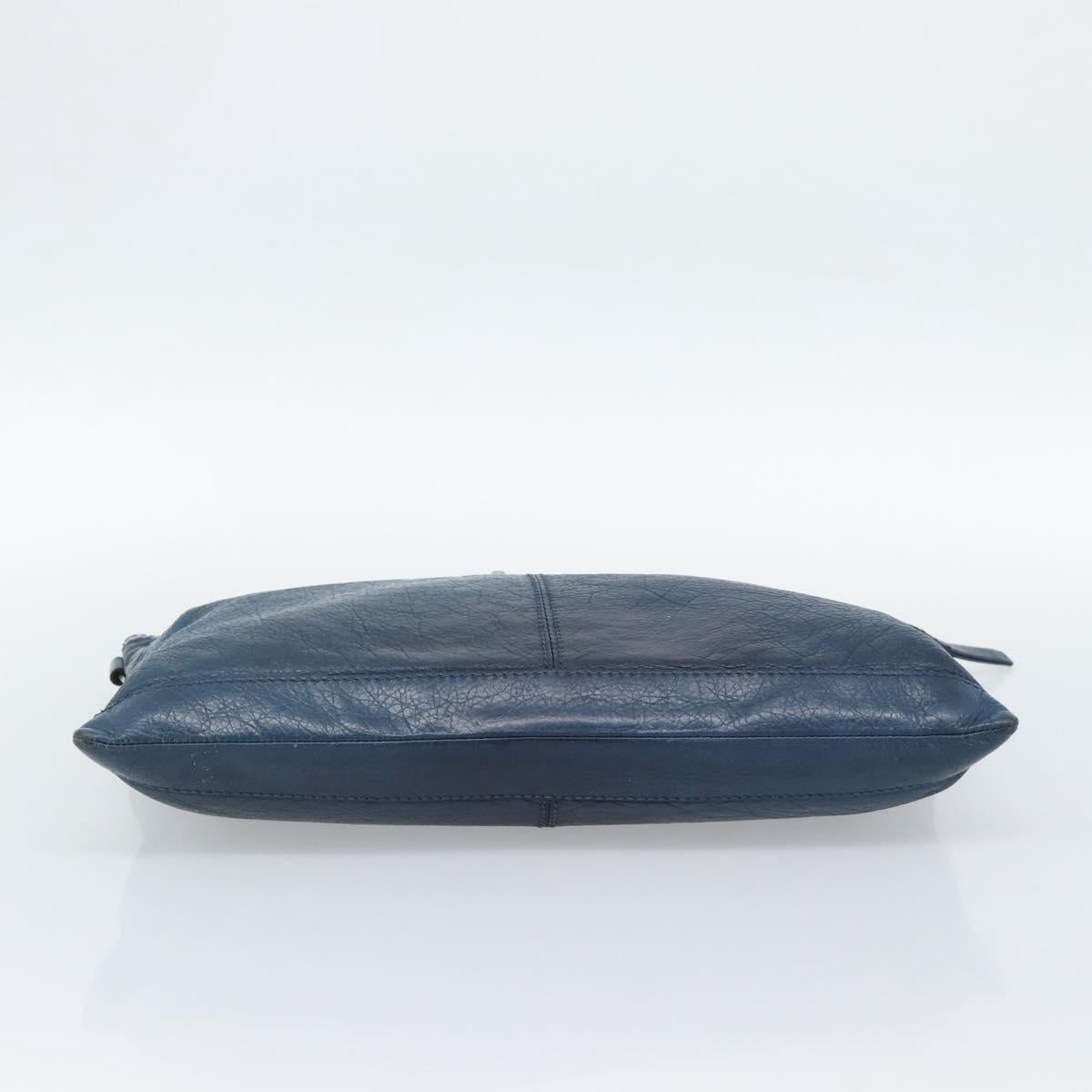 BALENCIAGA Clutch Bag Leather Navy 273023 Auth 189869A