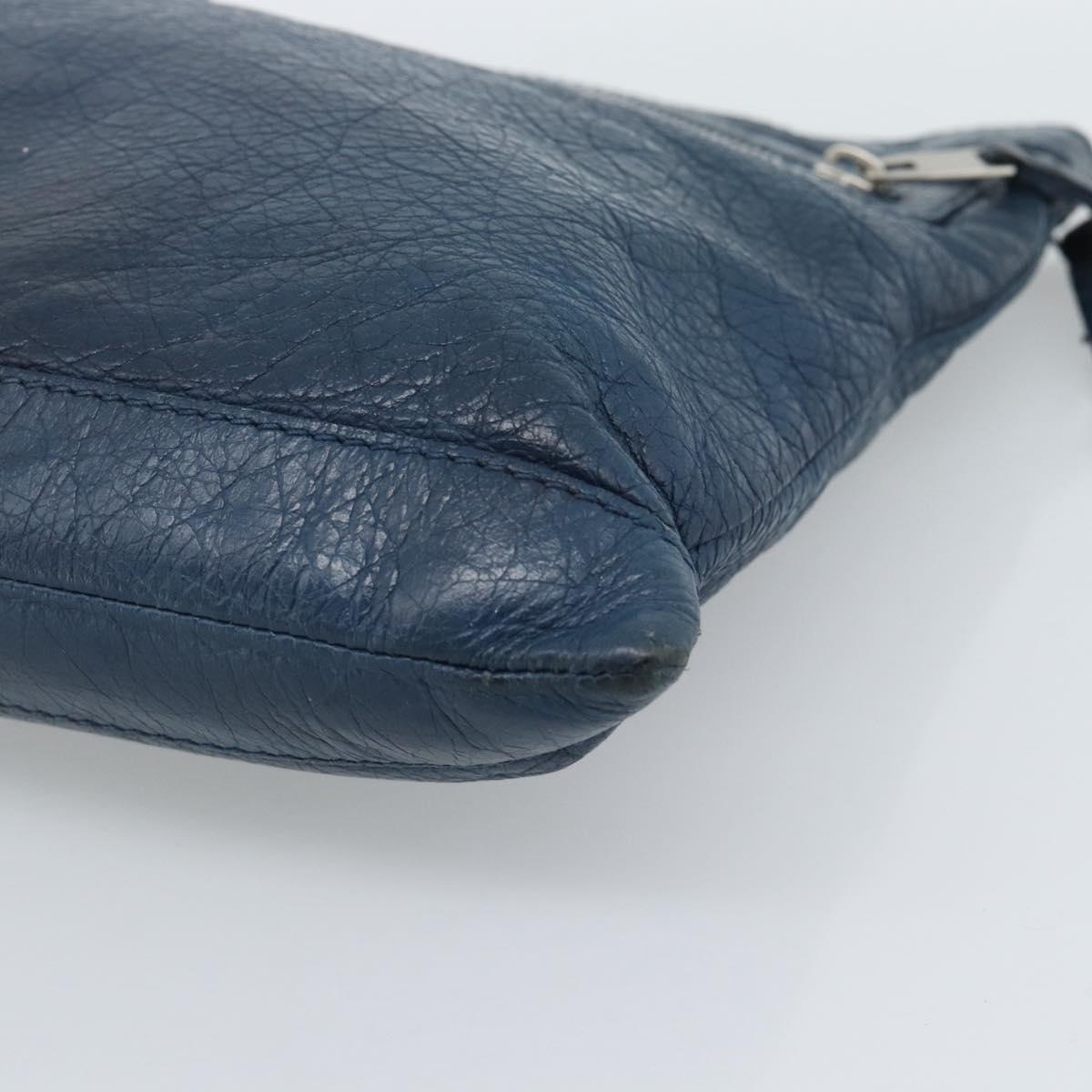 BALENCIAGA Clutch Bag Leather Navy 273023 Auth 189869A