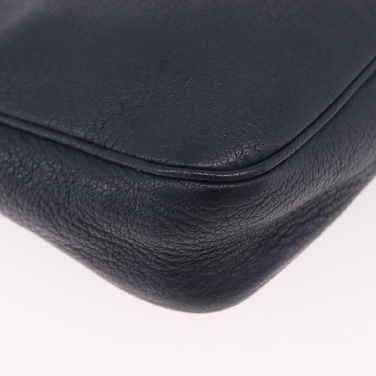 BALENCIAGA Metallic Edge Hip Shoulder Bag Leather Navy Silver Auth 189871A