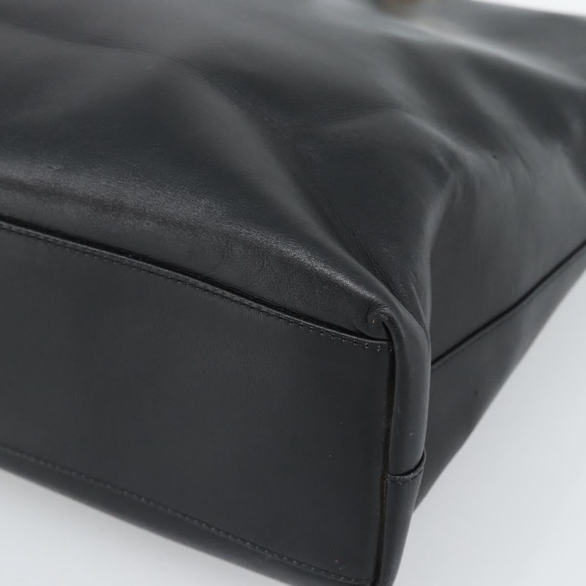 Christian Dior Tote Bag Leather Black Gold Auth 189872A