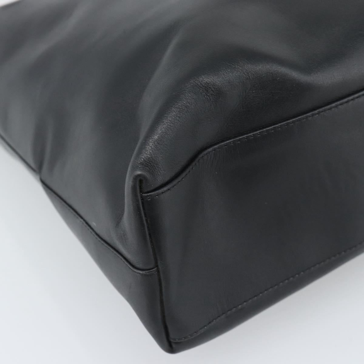 Christian Dior Tote Bag Leather Black Gold Auth 189872A