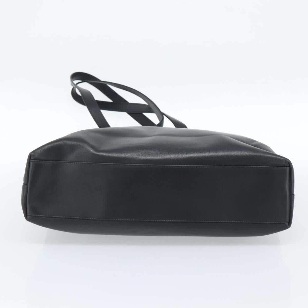 Christian Dior Tote Bag Leather Black Gold Auth 189872A