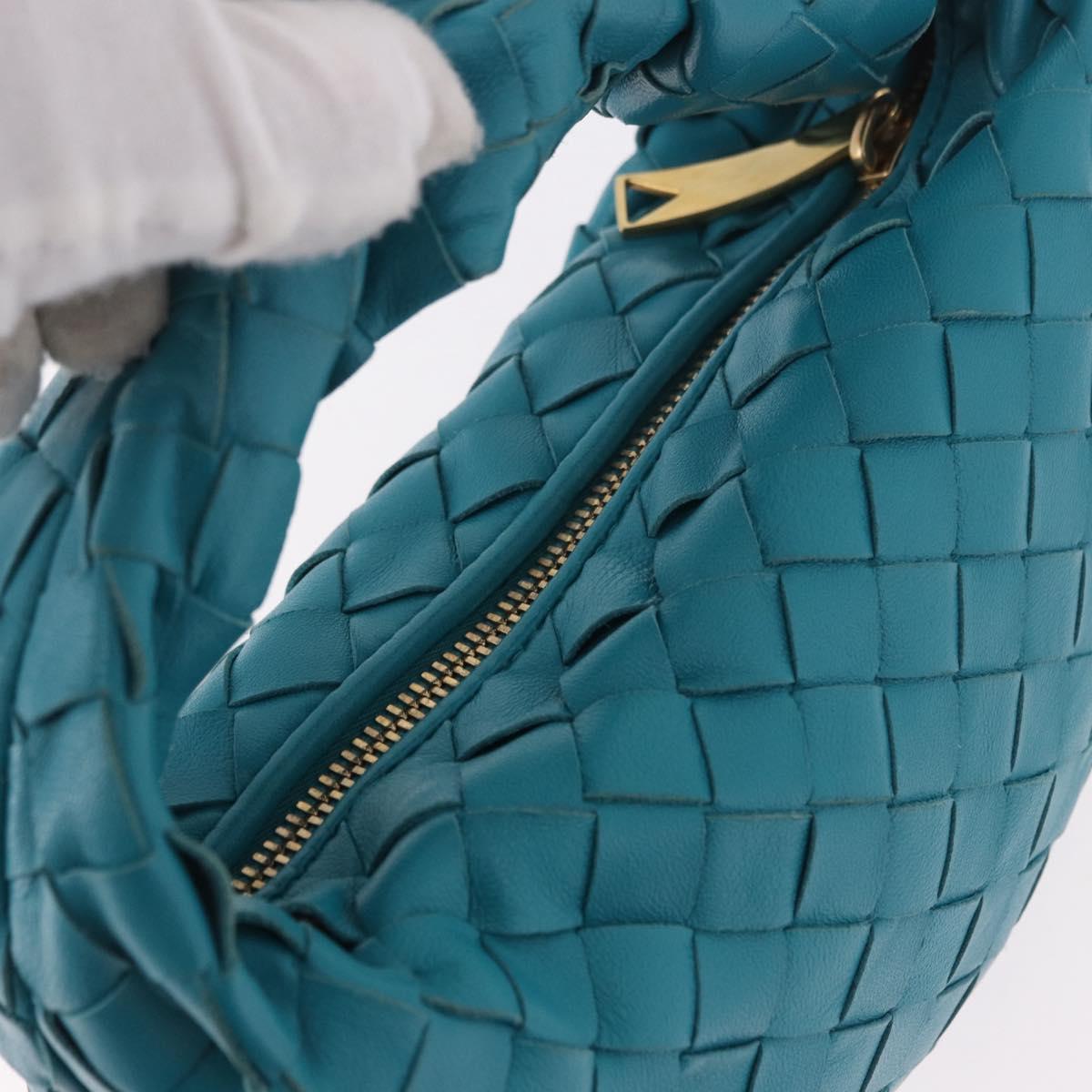 BOTTEGA VENETA INTRECCIATO Mini Jody Hand Bag Leather Blue Gold Auth 189886SM