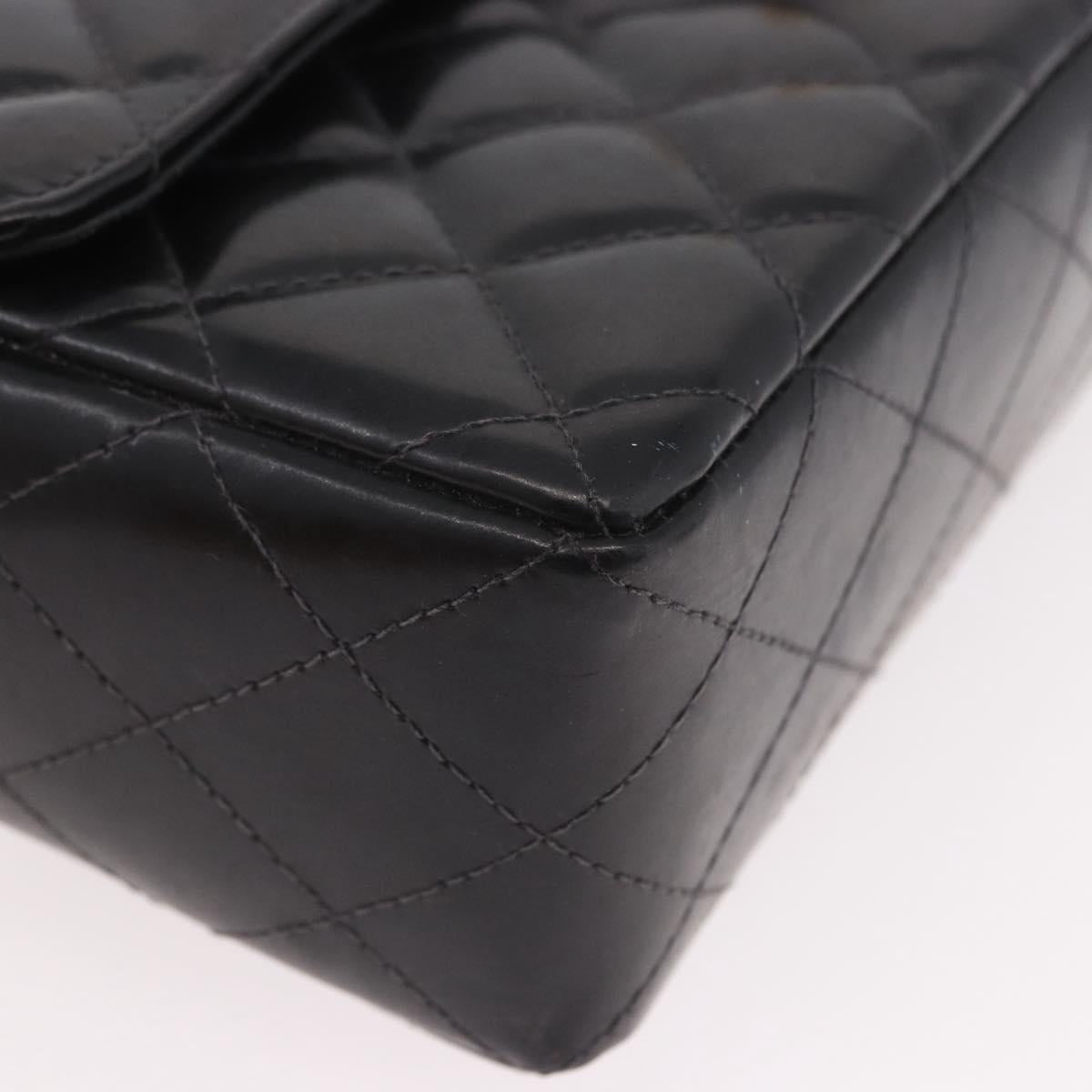 CHANEL Matelasse Hand Bag Patent leather Black Gold CC Auth 189887