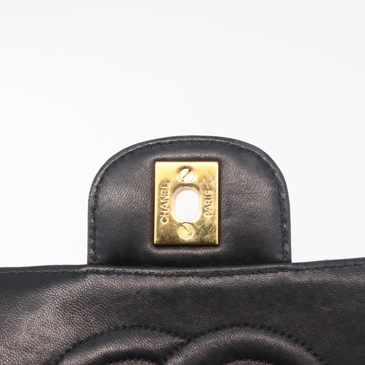 CHANEL Matelasse Hand Bag Patent leather Black Gold CC Auth 189887