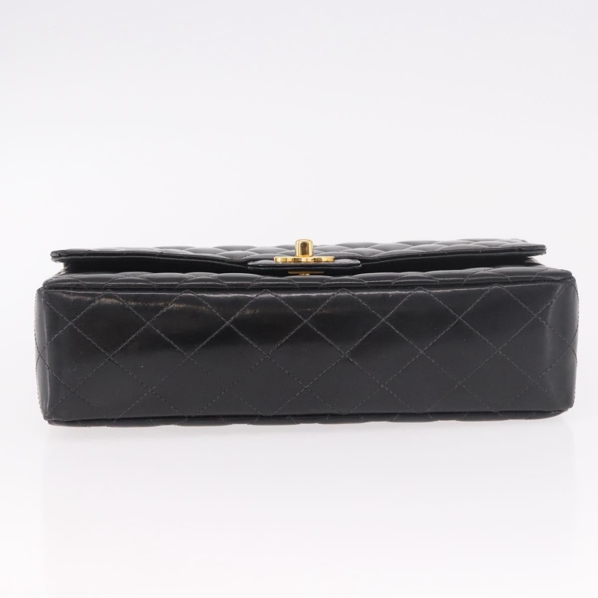 CHANEL Matelasse Hand Bag Patent leather Black Gold CC Auth 189887
