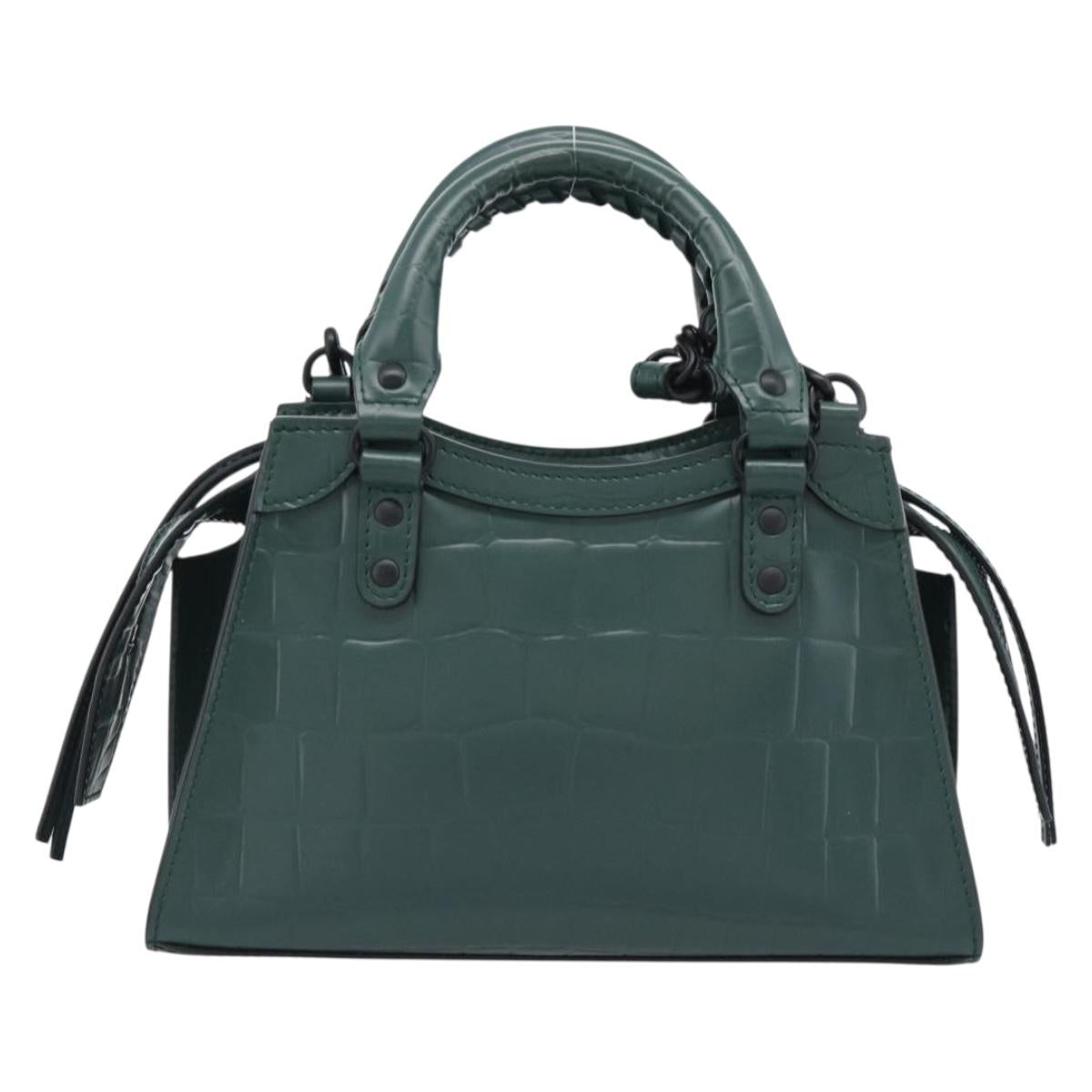 BALENCIAGA Neo Classic City Hand Bag Leather 2way Green 638524 Auth 189890SM