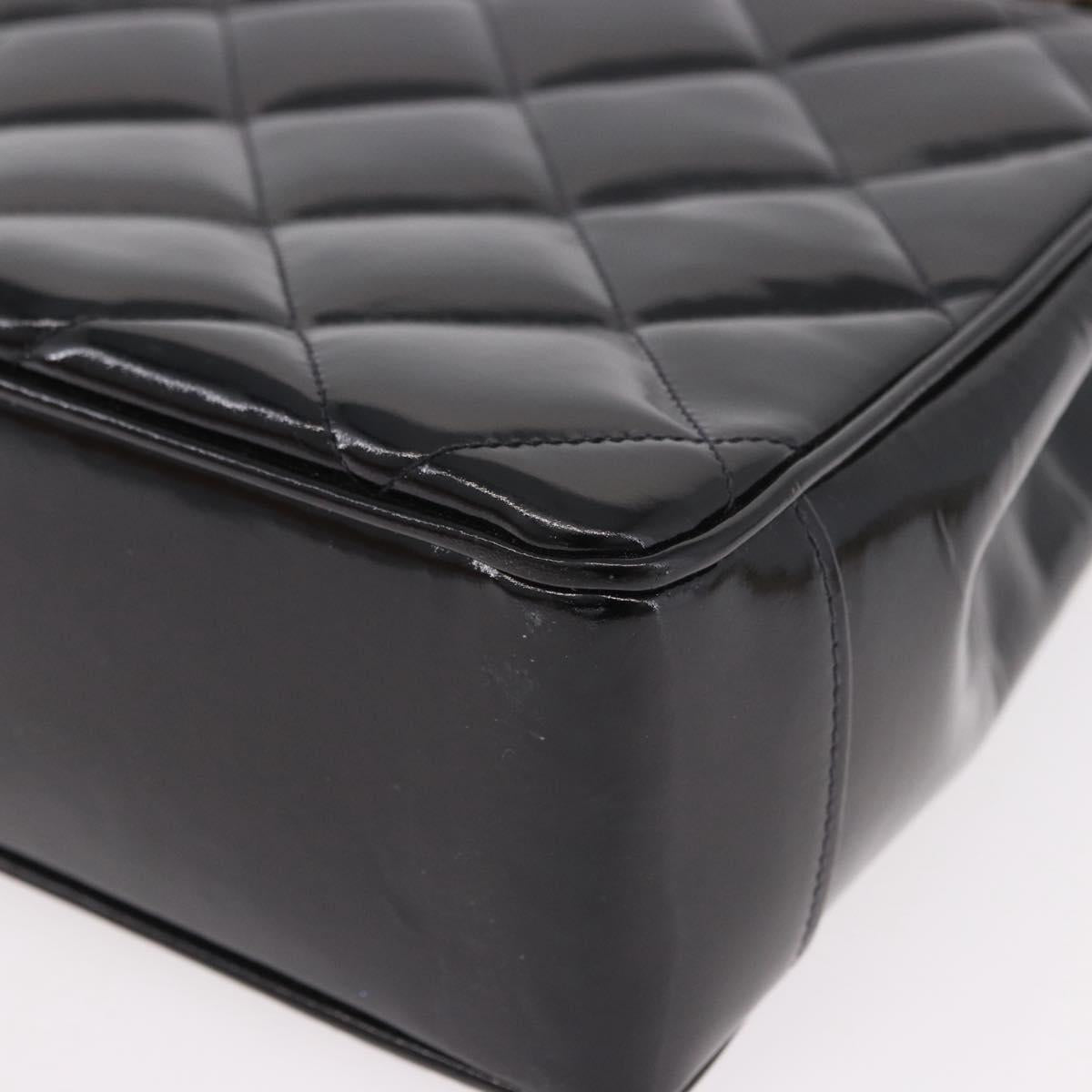 CHANEL Matelasse Chain Tote Bag Patent leather Black Gold CC Auth 189891A
