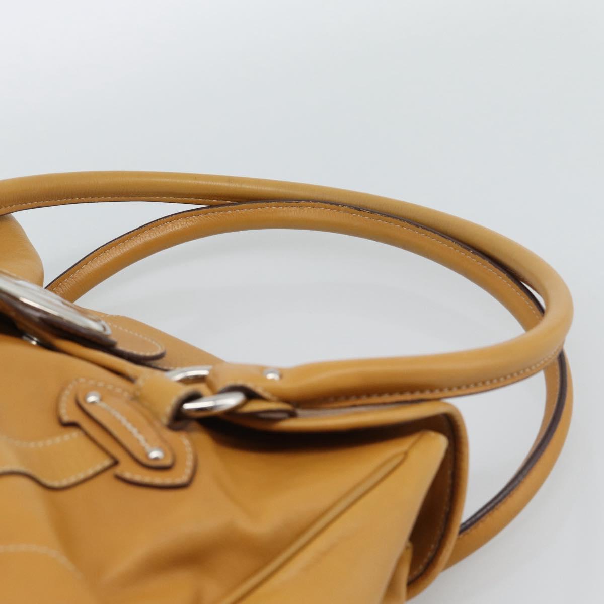 Christian Dior Hand Bag Leather Beige Silver Auth 189896A