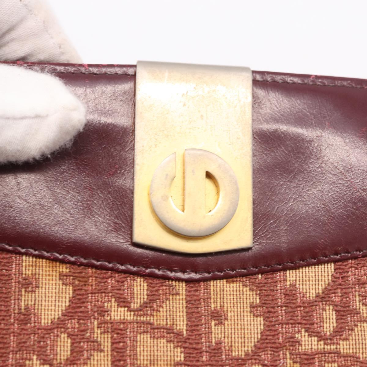 Christian Dior Trotter Canvas Shoulder Bag Red Gold Auth 189897