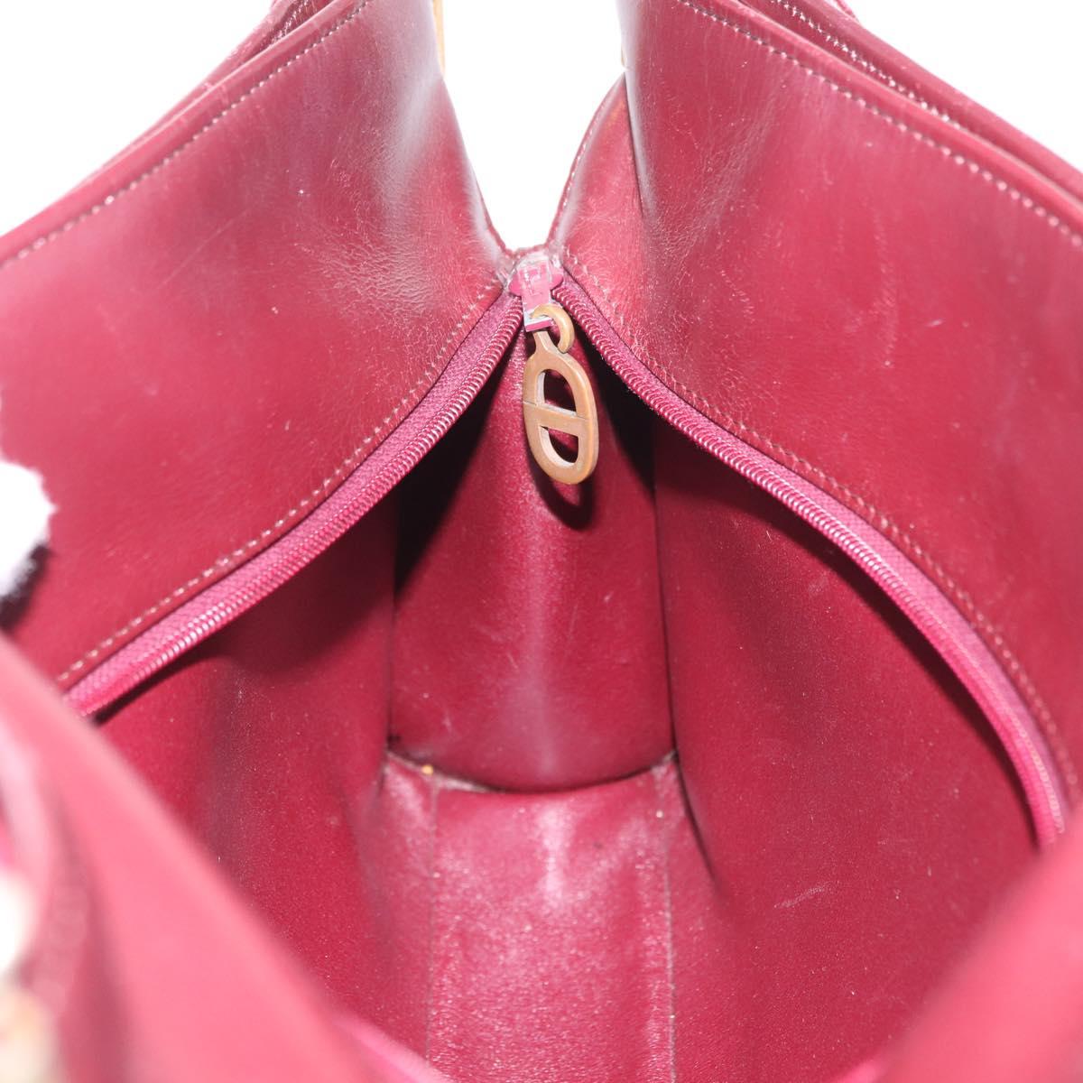 Christian Dior Trotter Canvas Shoulder Bag Red Gold Auth 189897