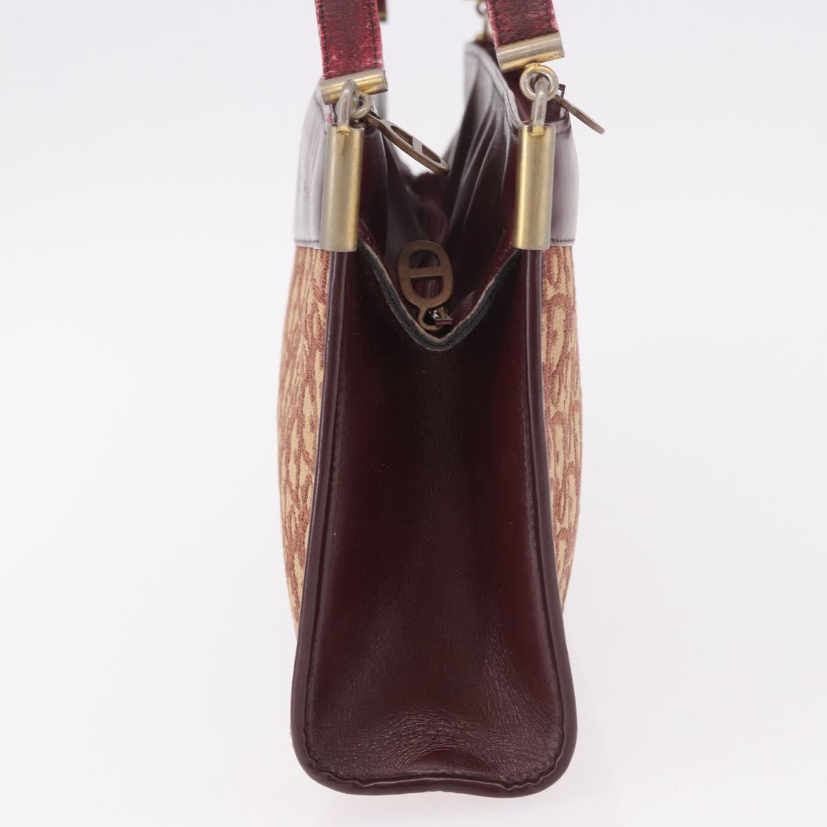 Christian Dior Trotter Canvas Shoulder Bag Red Gold Auth 189897