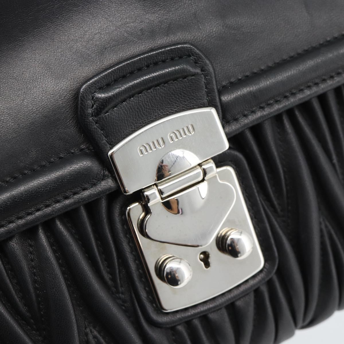 Miu Miu Matelasse Hand Bag Leather 2way Black Silver Auth 189898SM