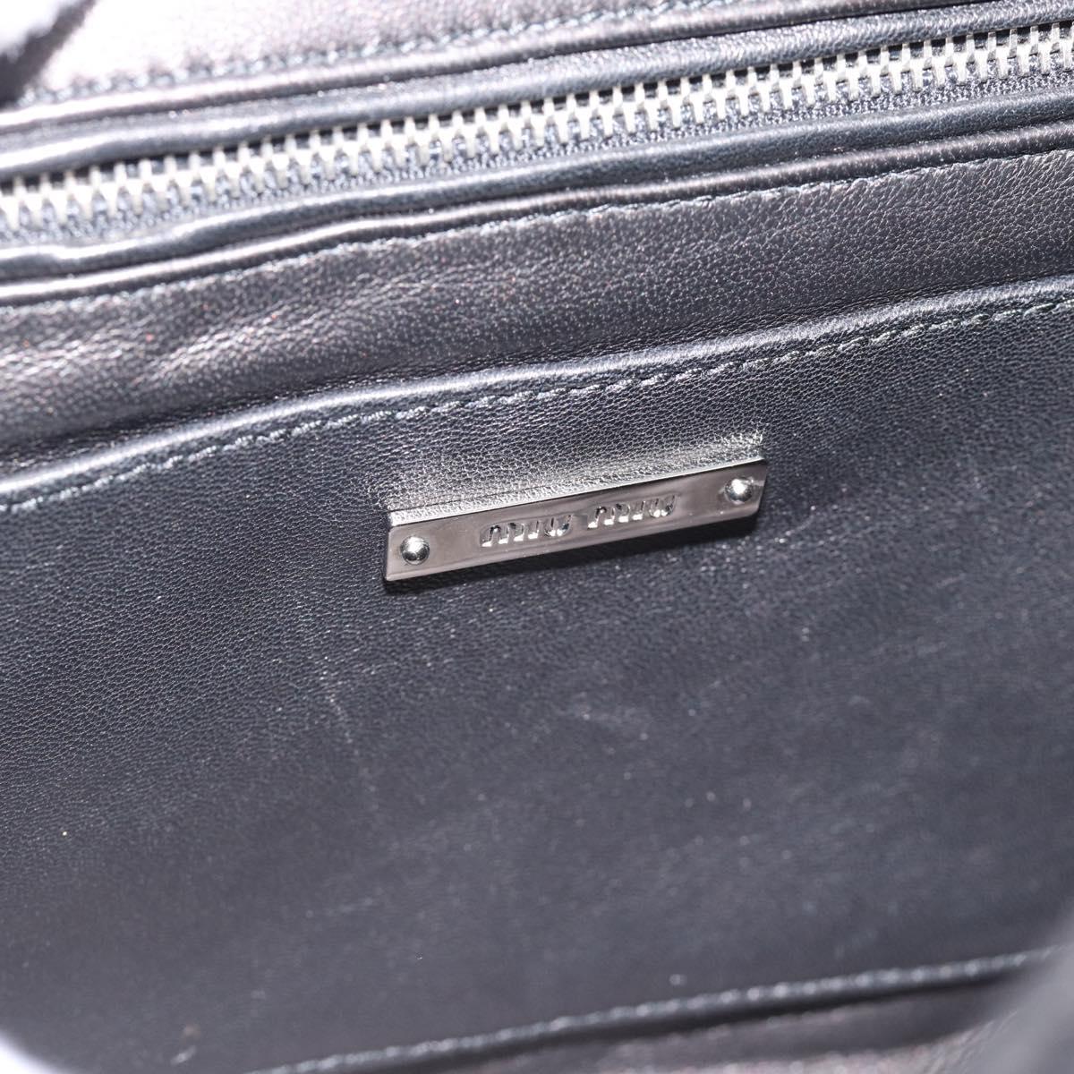 Miu Miu Matelasse Hand Bag Leather 2way Black Silver Auth 189898SM