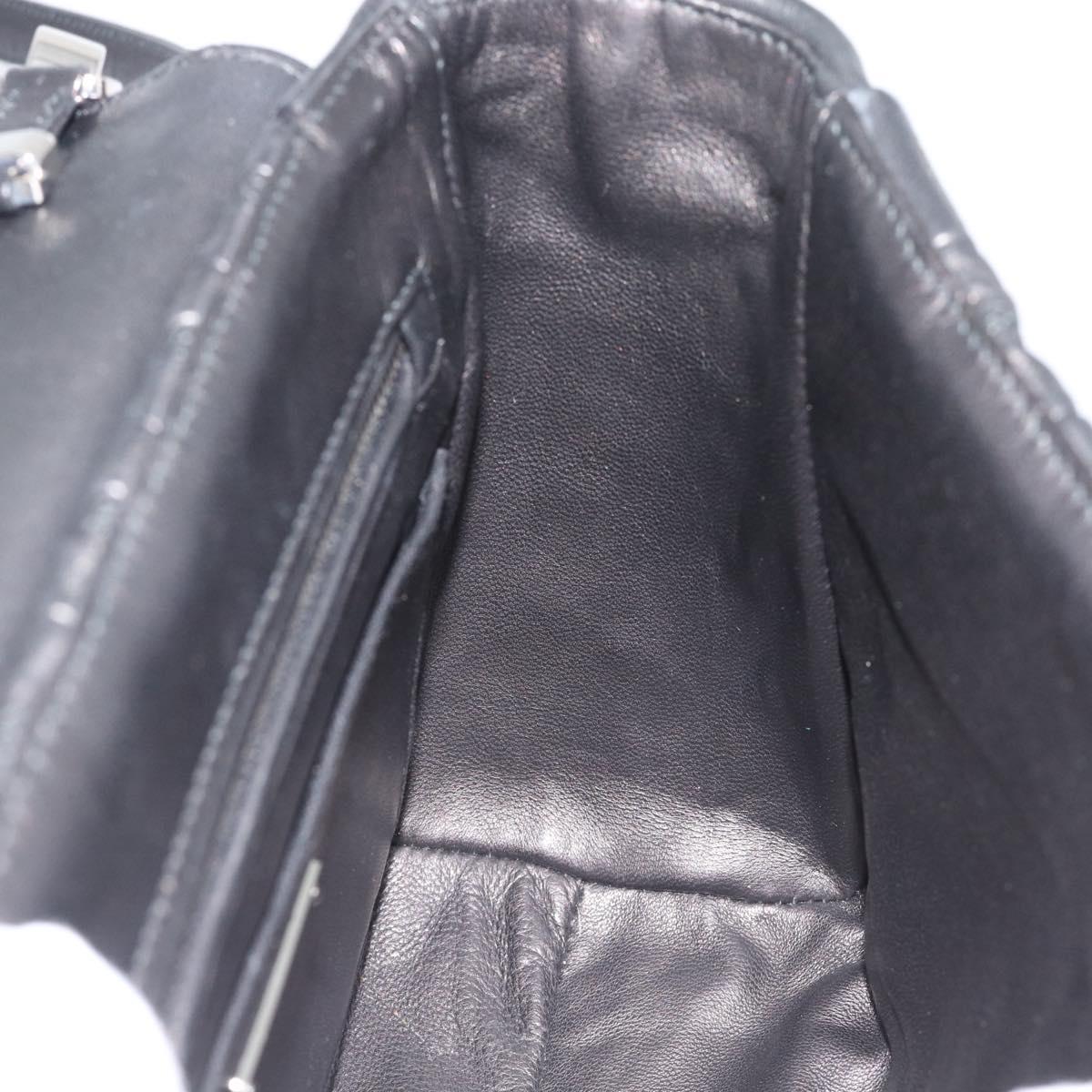 Miu Miu Matelasse Hand Bag Leather 2way Black Silver Auth 189898SM