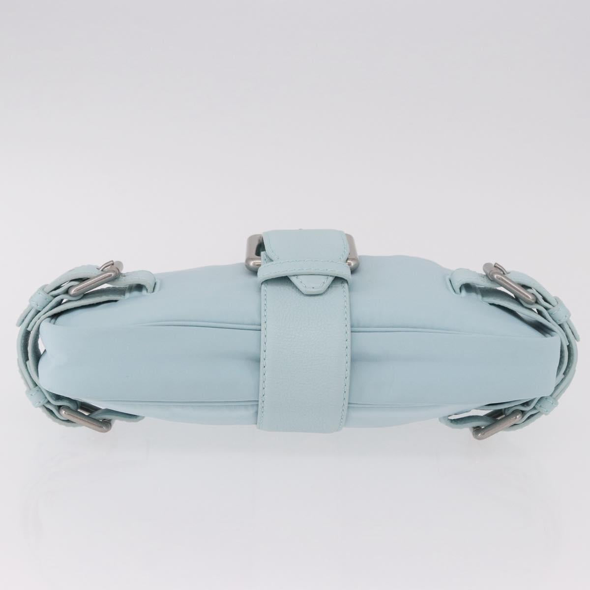 BOTTEGA VENETA Shoulder Bag Nylon Light Blue Silver Auth 189899M