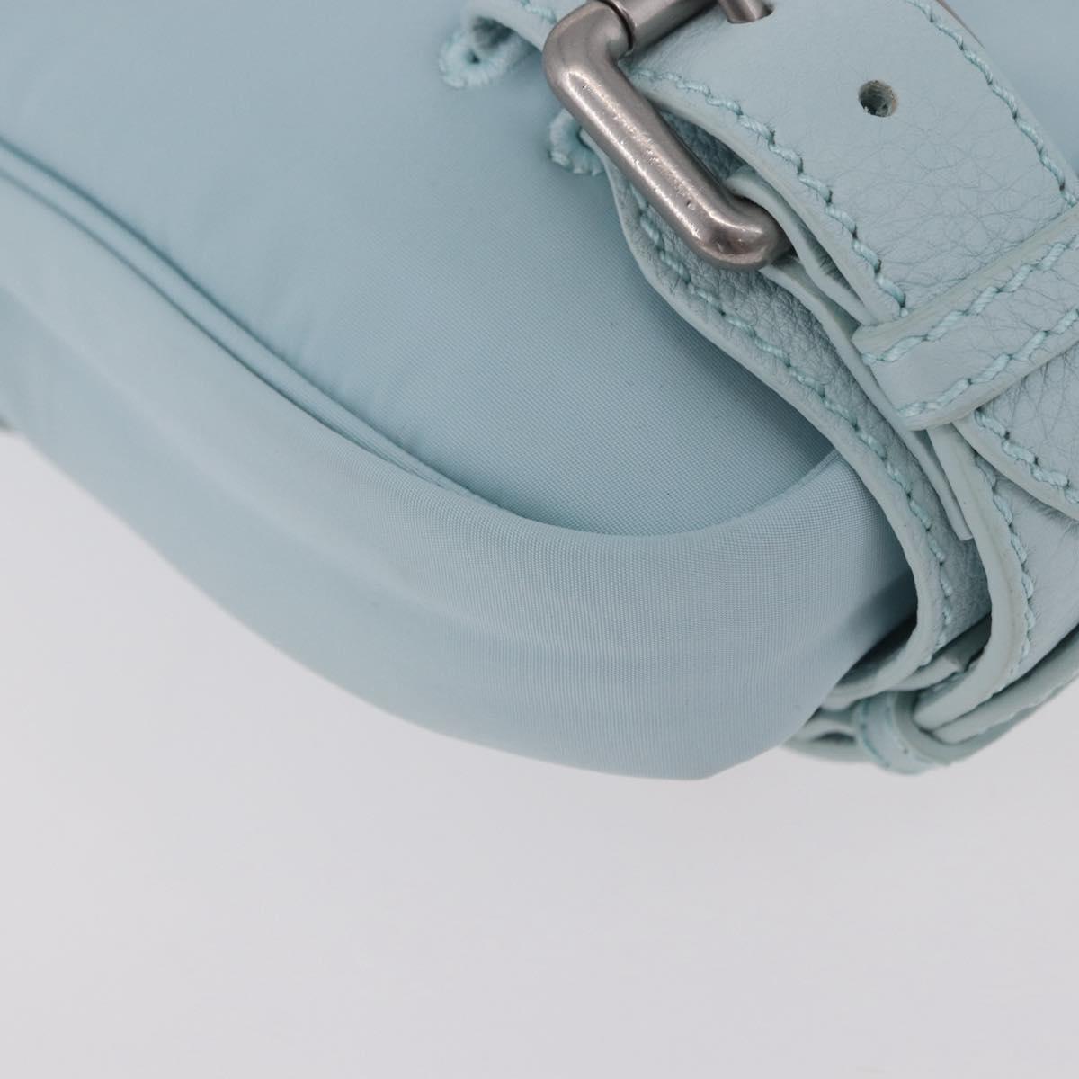 BOTTEGA VENETA Shoulder Bag Nylon Light Blue Silver Auth 189899M