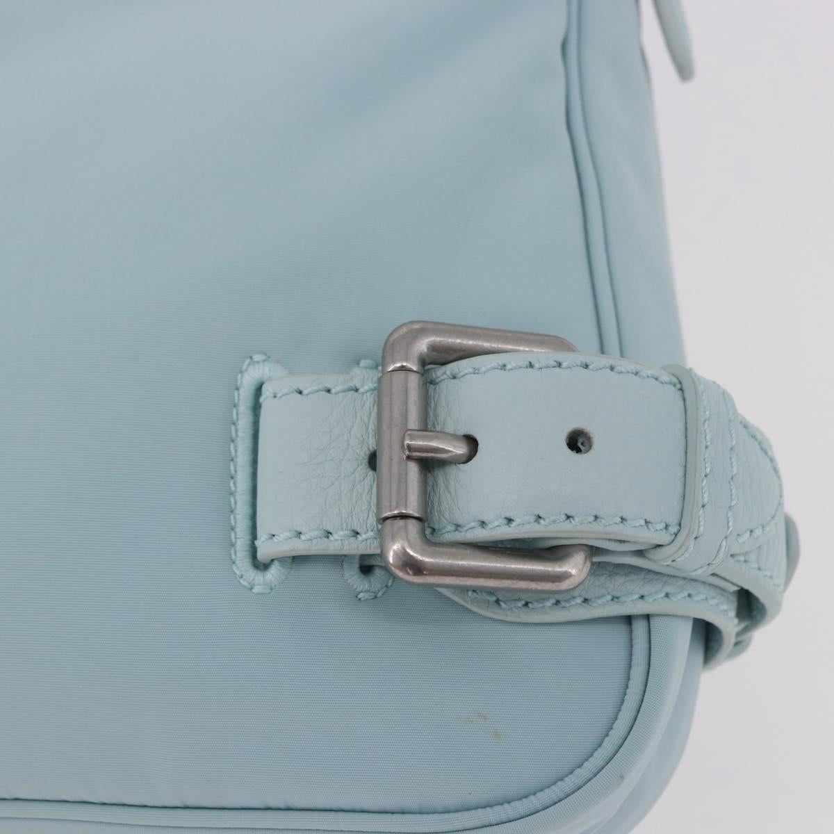 BOTTEGA VENETA Shoulder Bag Nylon Light Blue Silver Auth 189899M