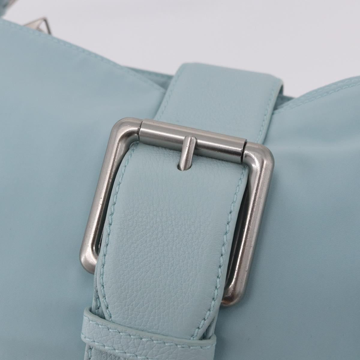 BOTTEGA VENETA Shoulder Bag Nylon Light Blue Silver Auth 189899M