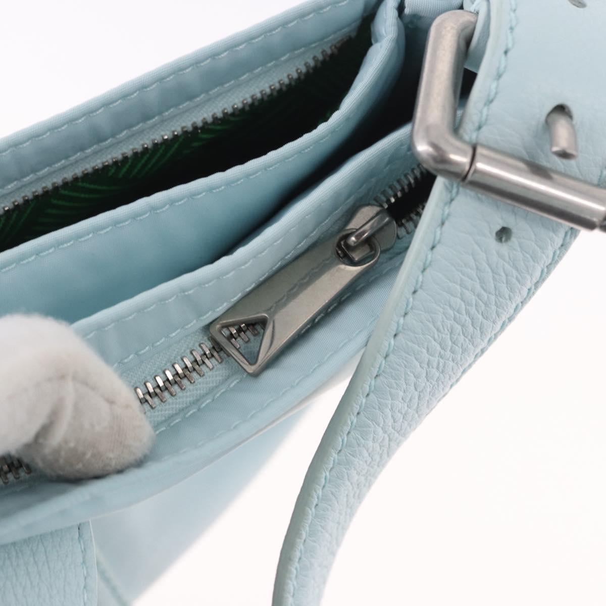 BOTTEGA VENETA Shoulder Bag Nylon Light Blue Silver Auth 189899M