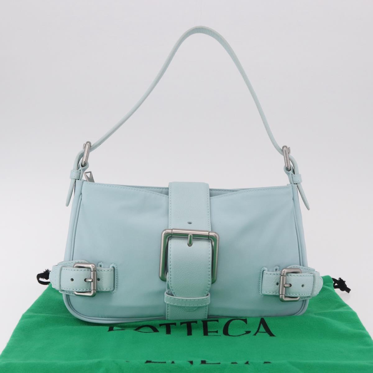 BOTTEGA VENETA Shoulder Bag Nylon Light Blue Silver Auth 189899M